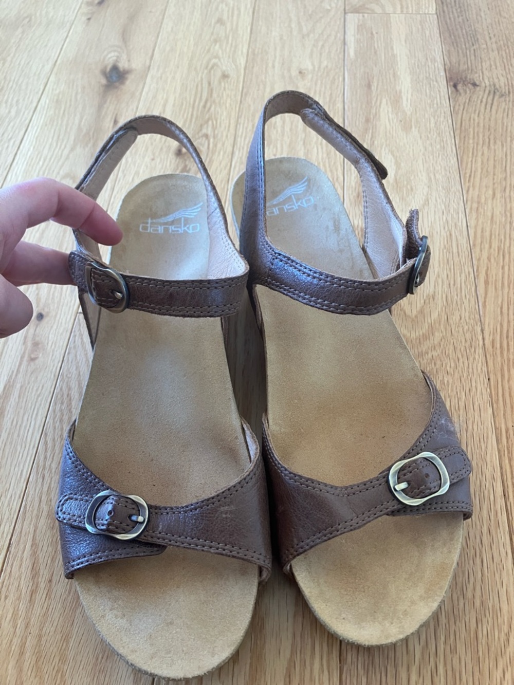 Dansko Brown Leather Slingback Sandals - Women